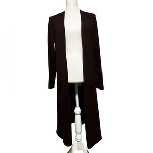 EILEEN FISHER LONG PLUM OPEN SWEATER DUSTER SIZE SMALL